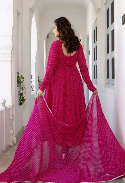 Sibori GOTA work Flowy Dress with Dupatta