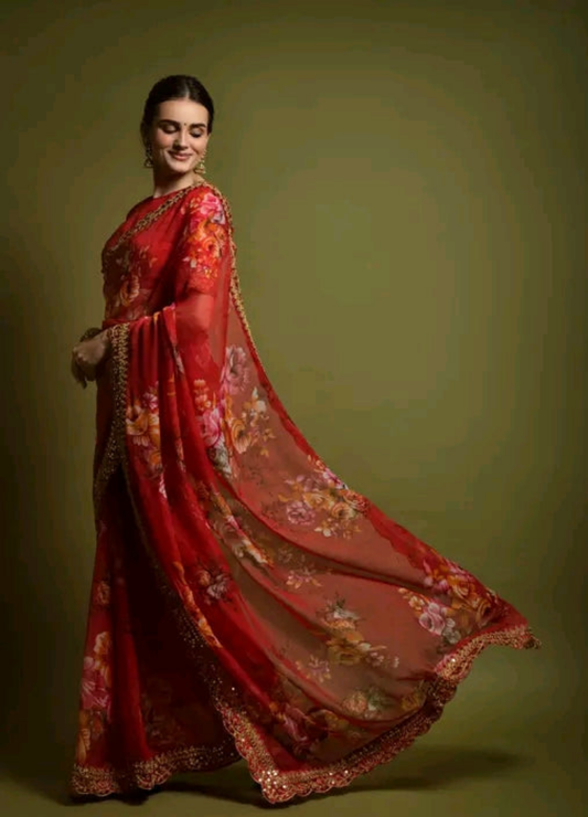Floral Saree with Border