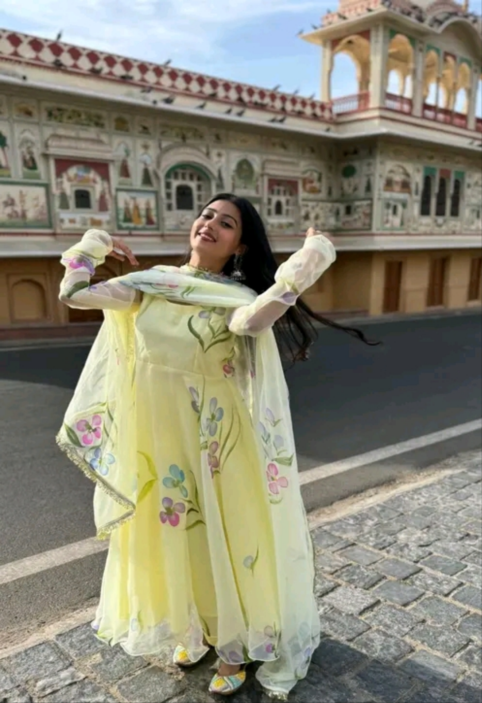 Ibadat floral Handpainted Anarkali