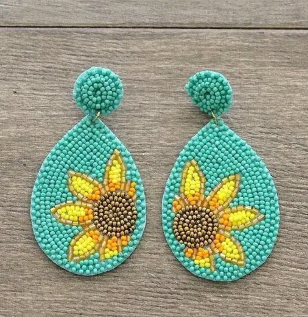 Nkshatra Handmade Sunflower hanging Earings