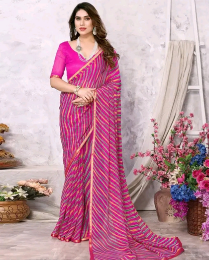 Maharani Multicolor Leheriya Saree