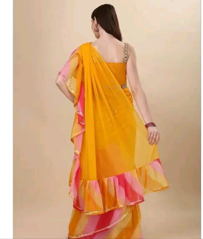 Leheriya Ruffle Saree