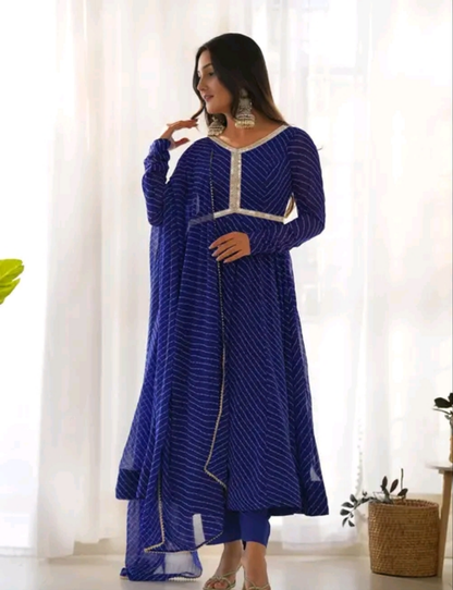 Ishqiya Leheriya Choli Cut Kurti Set