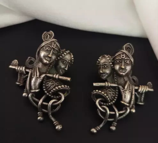 Radha Krishna Oxidised Earings