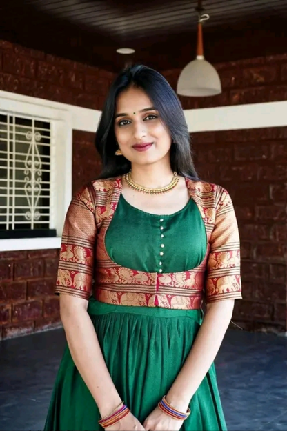 Pattu Anarkali Kurti with Choli