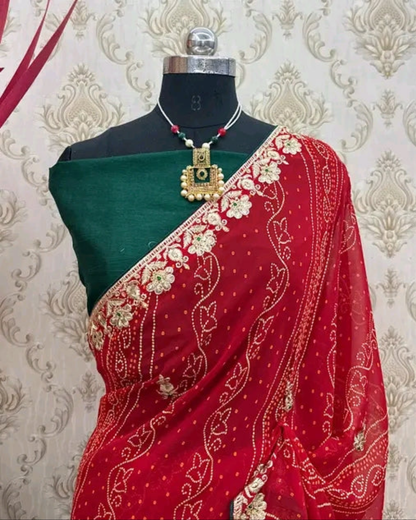Bandhani Zari Saree