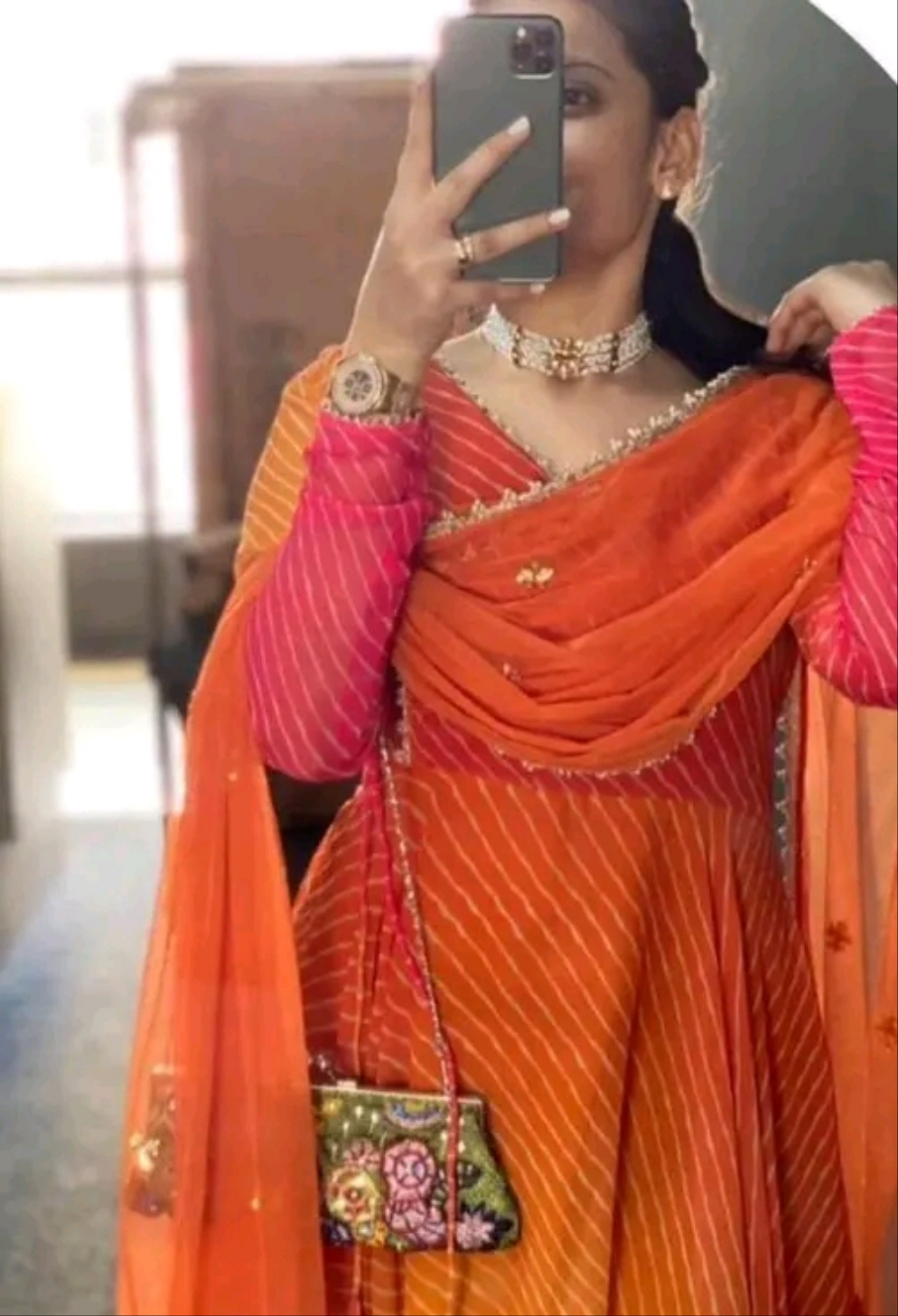 Rangeelo Kesariya Anarkali Kurti with Dupatta