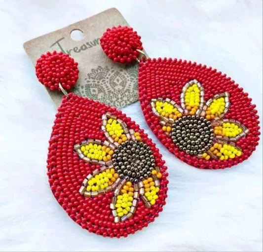 Nkshatra Handmade Sunflower hanging Earings