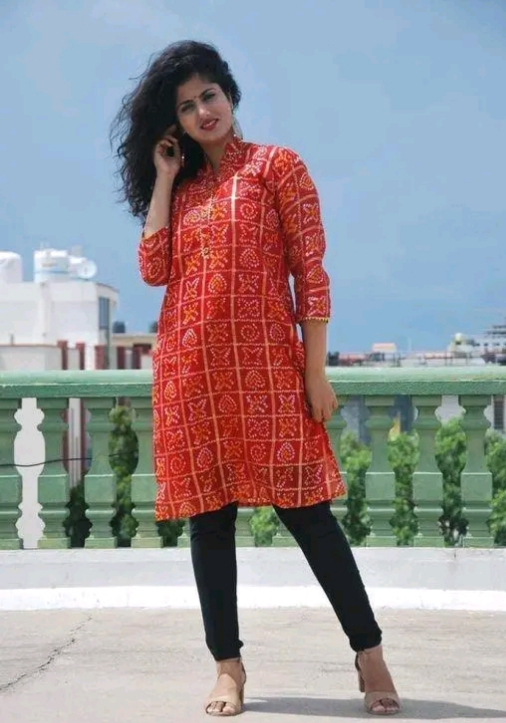 Kota Doria Red Kurti