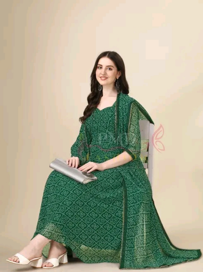 Bandhni  Anarkali Suit set