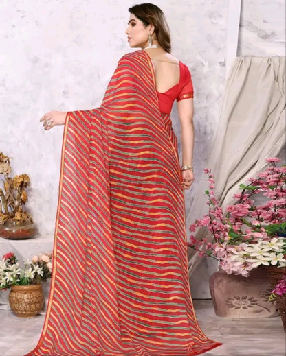 Maharani Leheriya Saree with Kinari Border