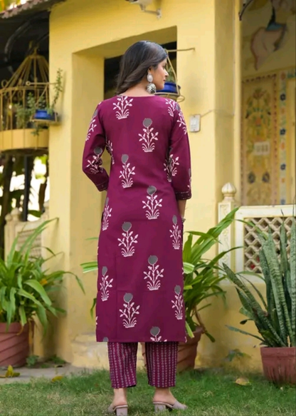 Khwaish Floral Kurti Set with Dupatta