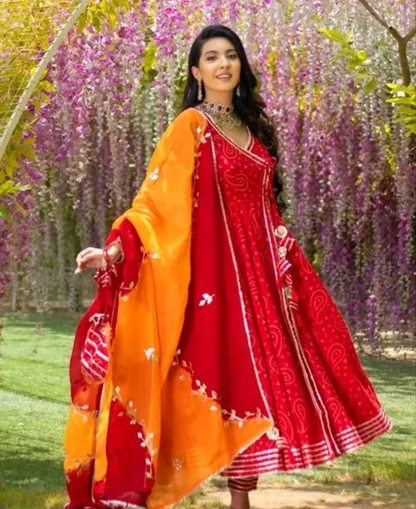 Rangeelo Angrakha Bandhni Anarkali Suit Set