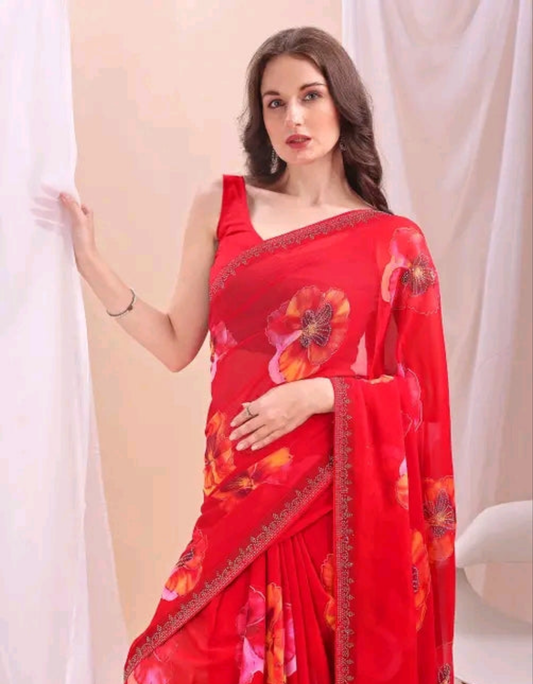 Digital Floral Printed Saree