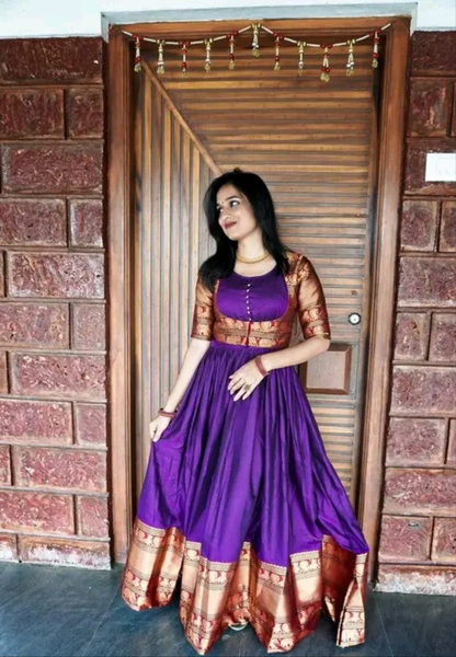 Pattu Anarkali Kurti with Choli