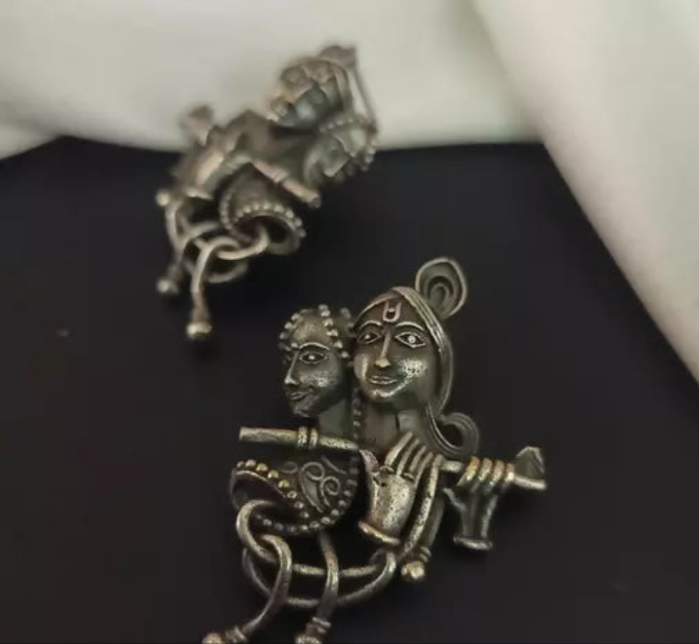 Radha Krishna Oxidised Earings