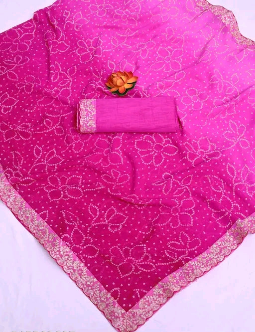 Bandhani Shaded Saree with Zardozi Border