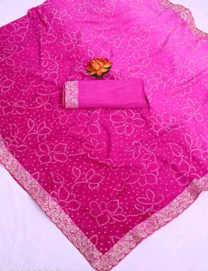 Bandhani Shaded Saree with Zardozi Border
