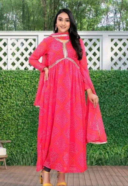 Ishqiya Bandhani Choli Cut Kurti Set