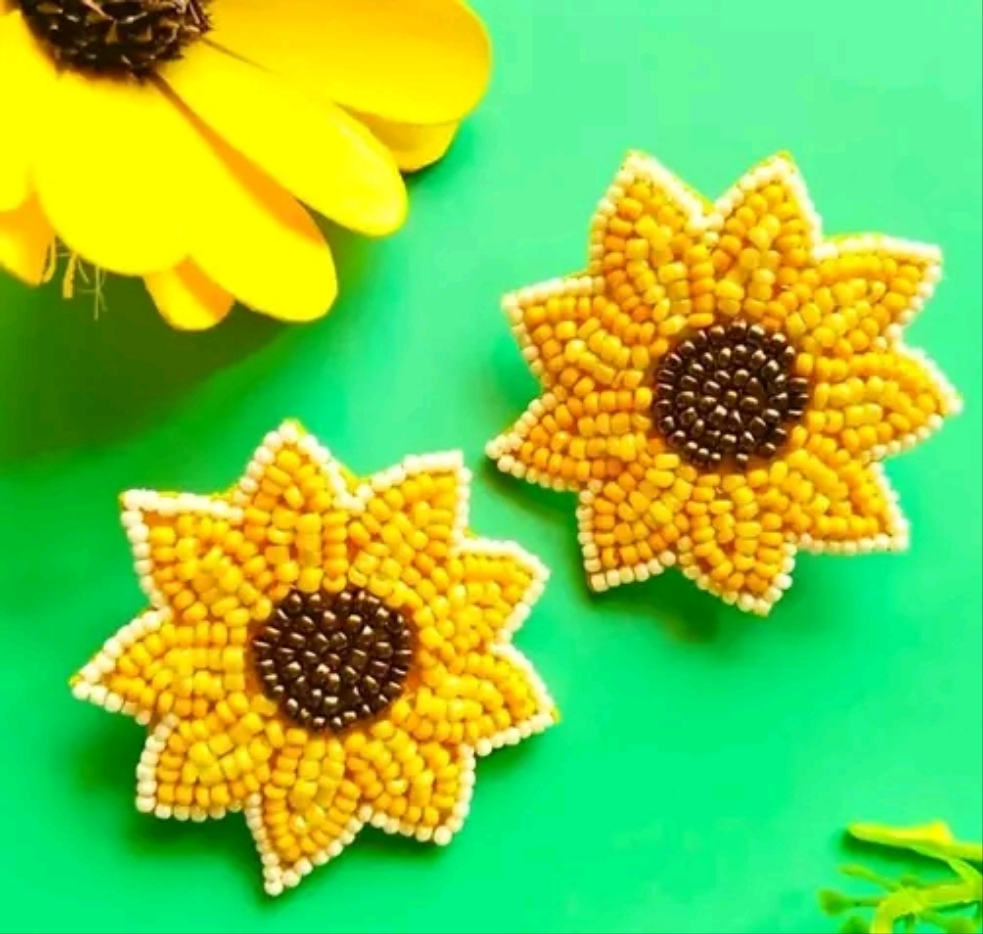 Nkshatra Handmade Sunflower Studs