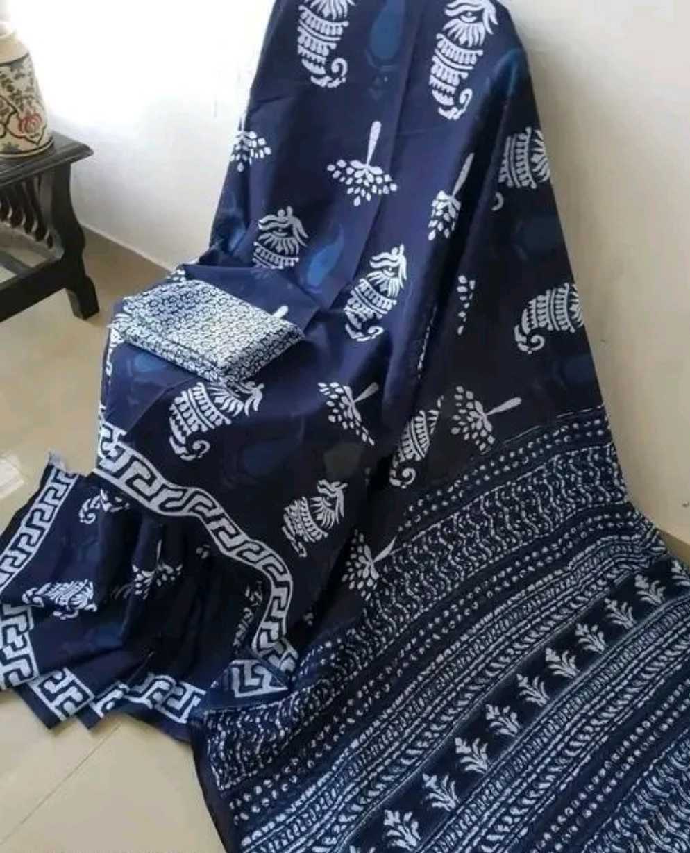 Tribal print Indigo saree