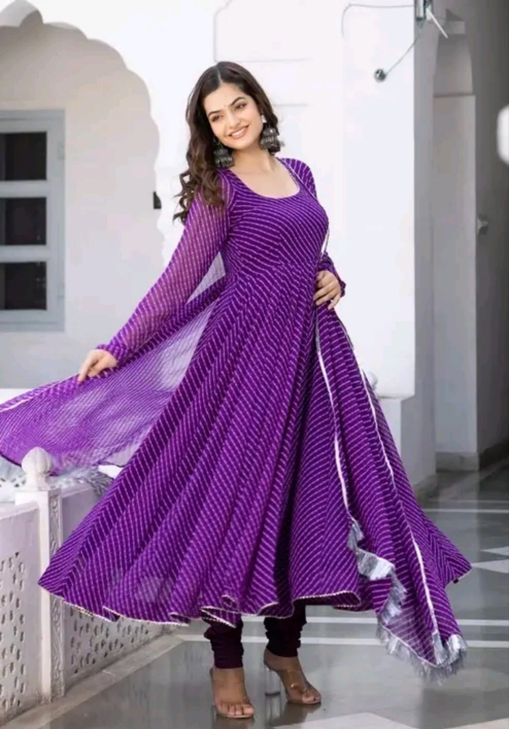 Sibori GOTA work Flowy Dress with Dupatta