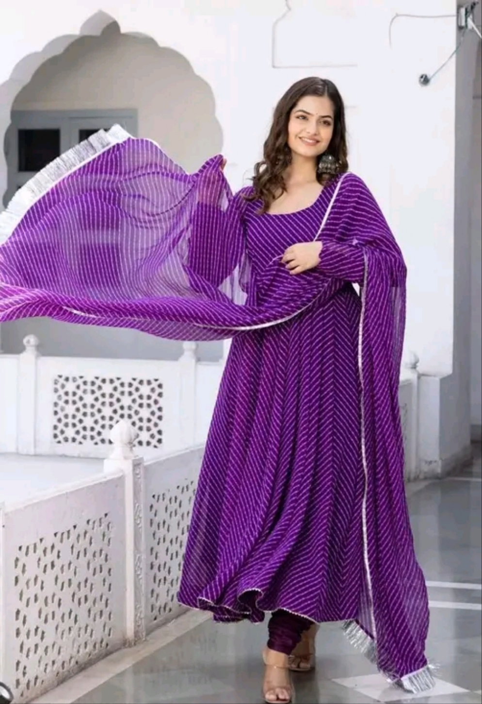 Sibori GOTA work Flowy Dress with Dupatta