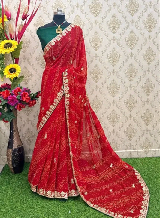 Bandhani Zari Saree