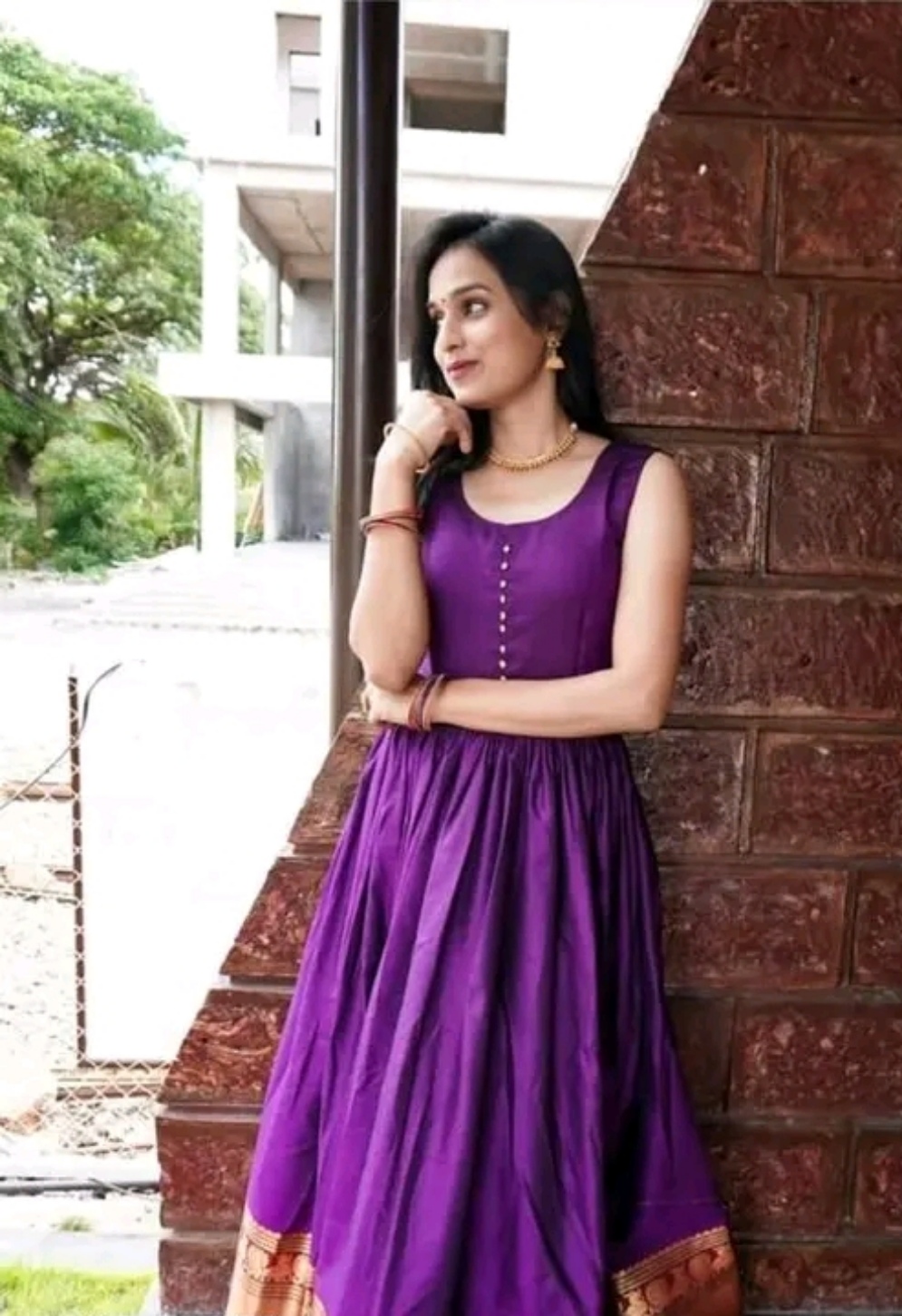 Pattu Anarkali Kurti with Choli