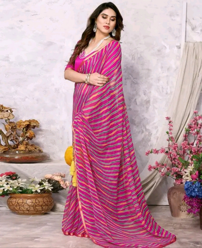 Maharani Multicolor Leheriya Saree