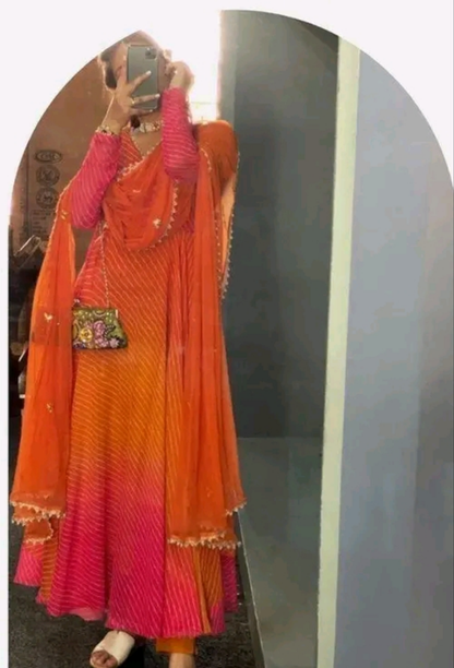 Rangeelo Kesariya Anarkali Kurti with Dupatta