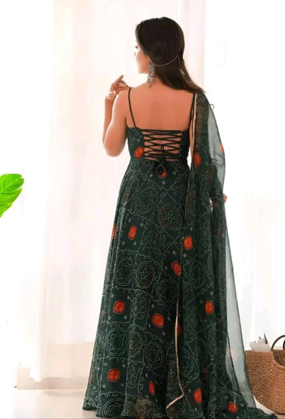Bandhni Sleevless Anarkali Suit
