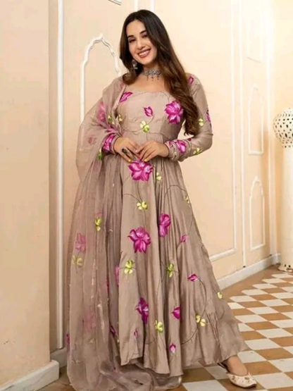 Ishqiya Handpainted Floral Anarkali Set