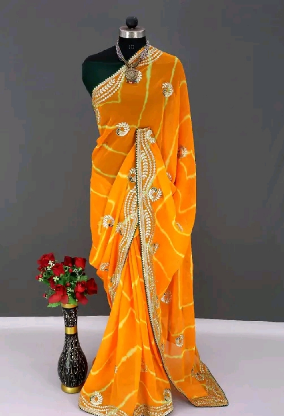 Mewar Leheriya Gota Work Saree