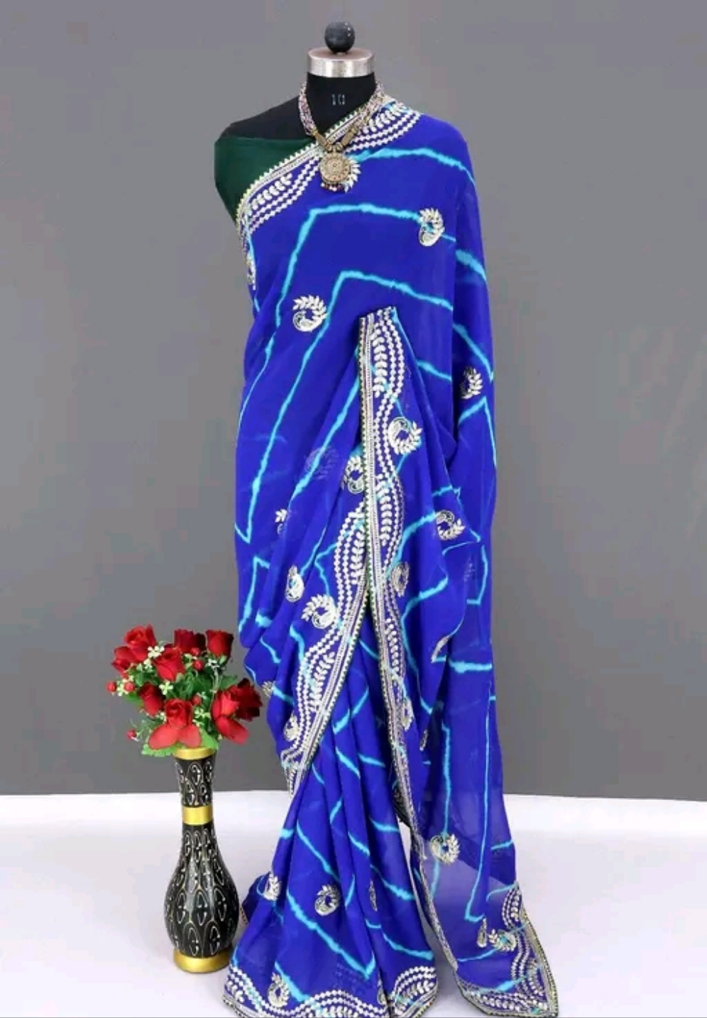 Mewar Leheriya Gota Work Saree