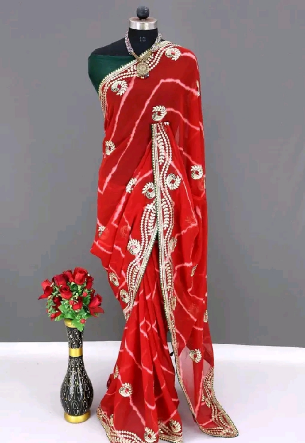 Mewar Leheriya Gota Work Saree