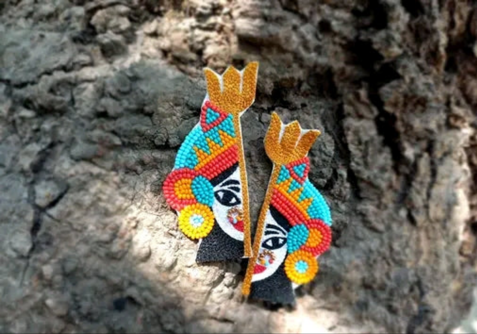 Nkshatra Handmade MA Durga Earrings