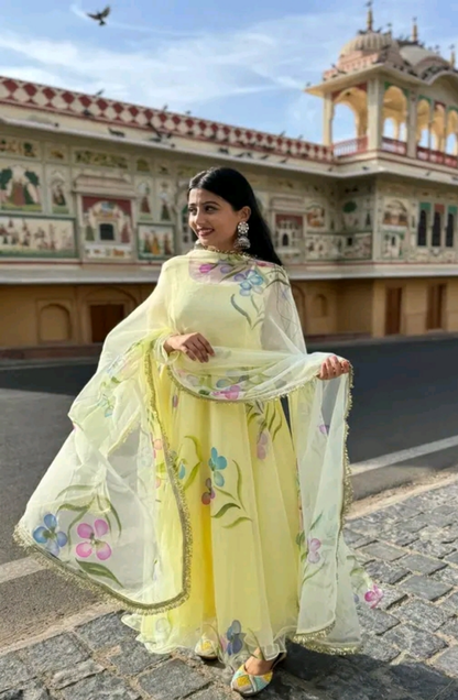 Ibadat floral Handpainted Anarkali