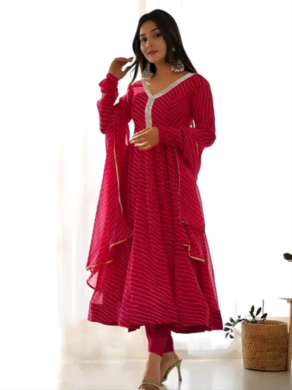 Ishqiya Leheriya Choli Cut Kurti Set