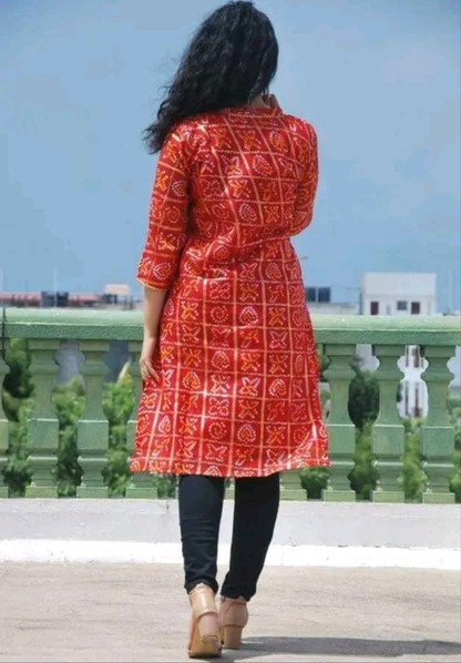 Kota Doria Red Kurti