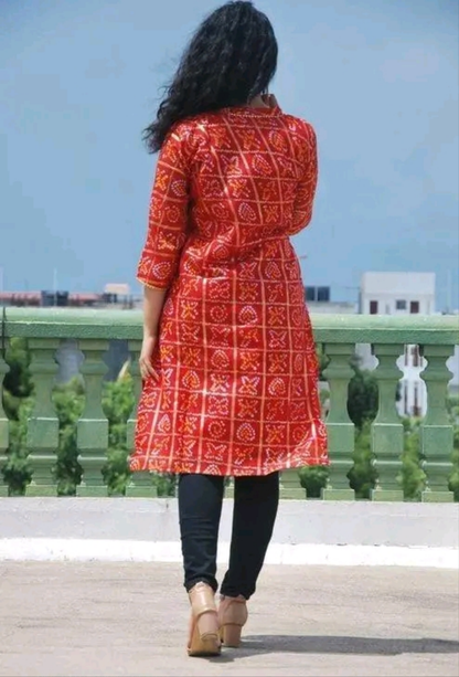 Kota Doria Red Kurti