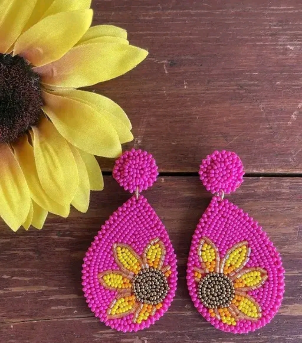 Nkshatra Handmade Sunflower hanging Earings