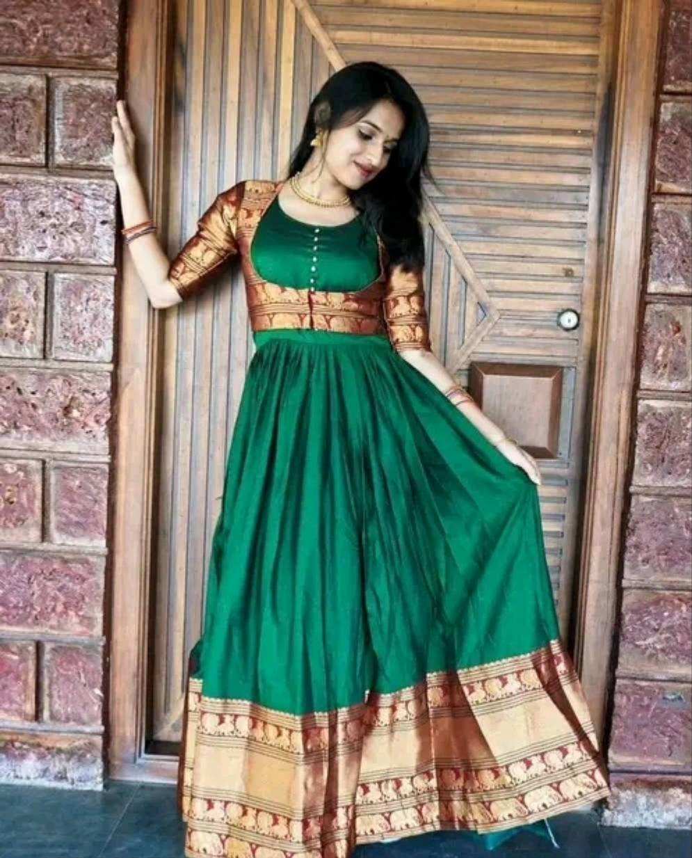 Pattu Anarkali Kurti with Choli