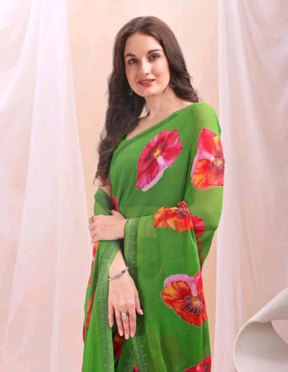 Digital Floral Printed Saree
