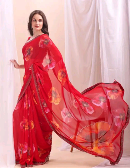 Digital Floral Printed Saree