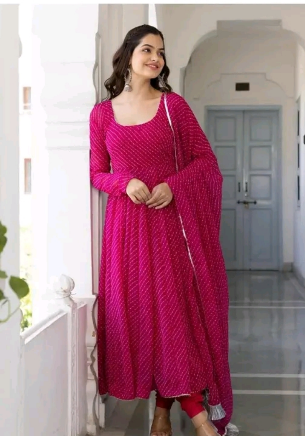 Sibori GOTA work Flowy Dress with Dupatta