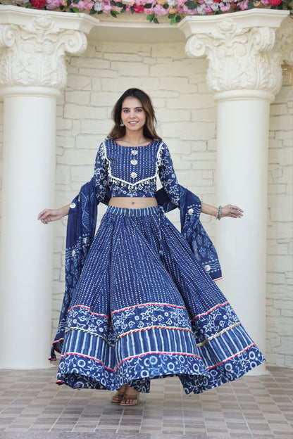 Raabta  Indigo print Lehenga Choli