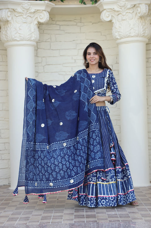 Raabta  Indigo print Lehenga Choli