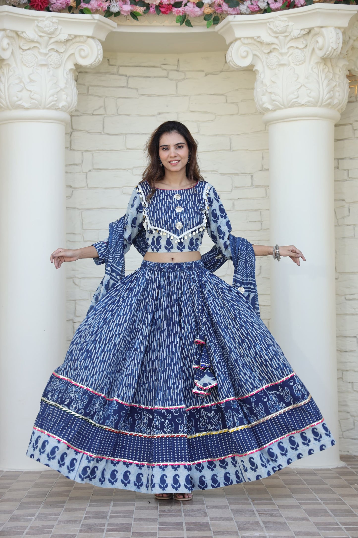 Raabta Blue Paisley print Lehenga Set