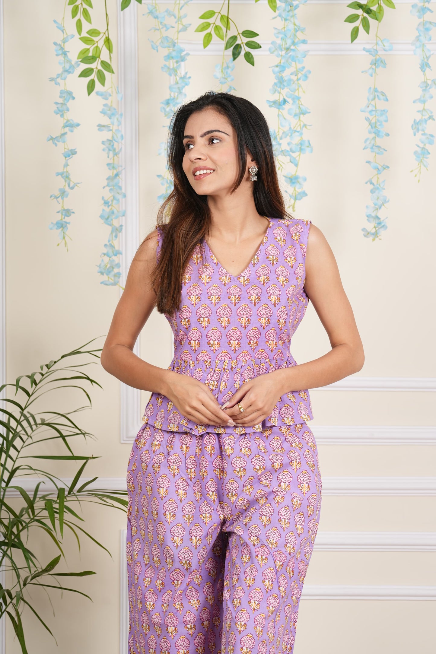 Inaayat Lavender Block Print Co Ord Set